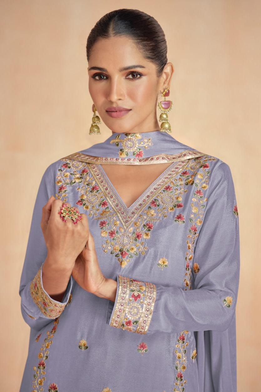 Premium Chinon Silk Luxury Sharara LXSR0023