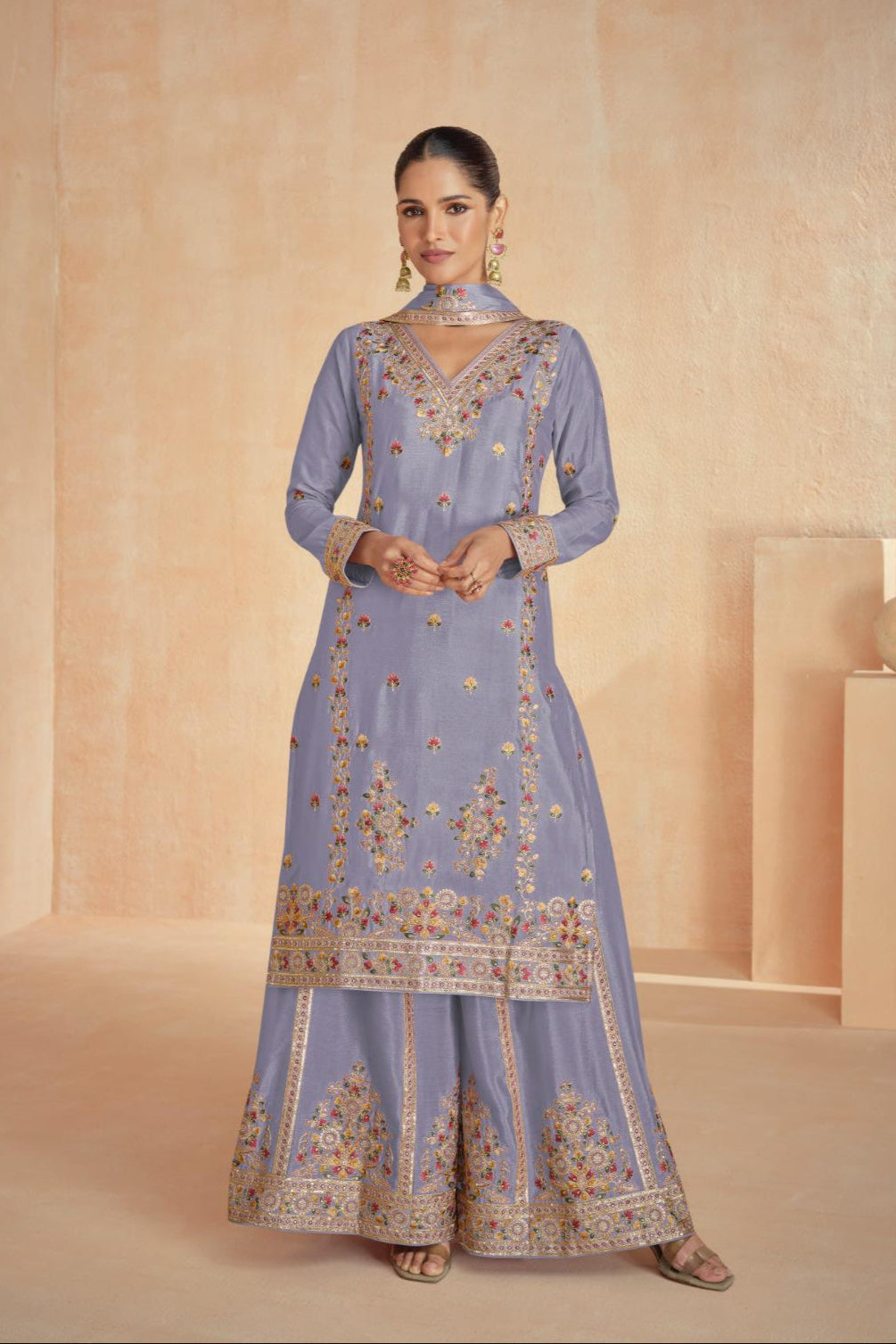 Premium Chinon Silk Luxury Sharara LXSR0023