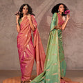 Two Tone SIlk Handloom Weaving Saree EASE0006