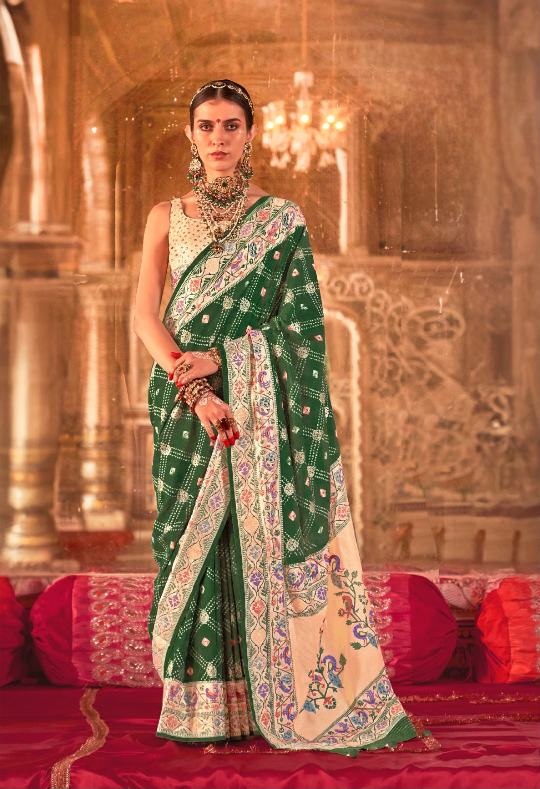 Luxury Print With Bandhani Saree LXSE0004