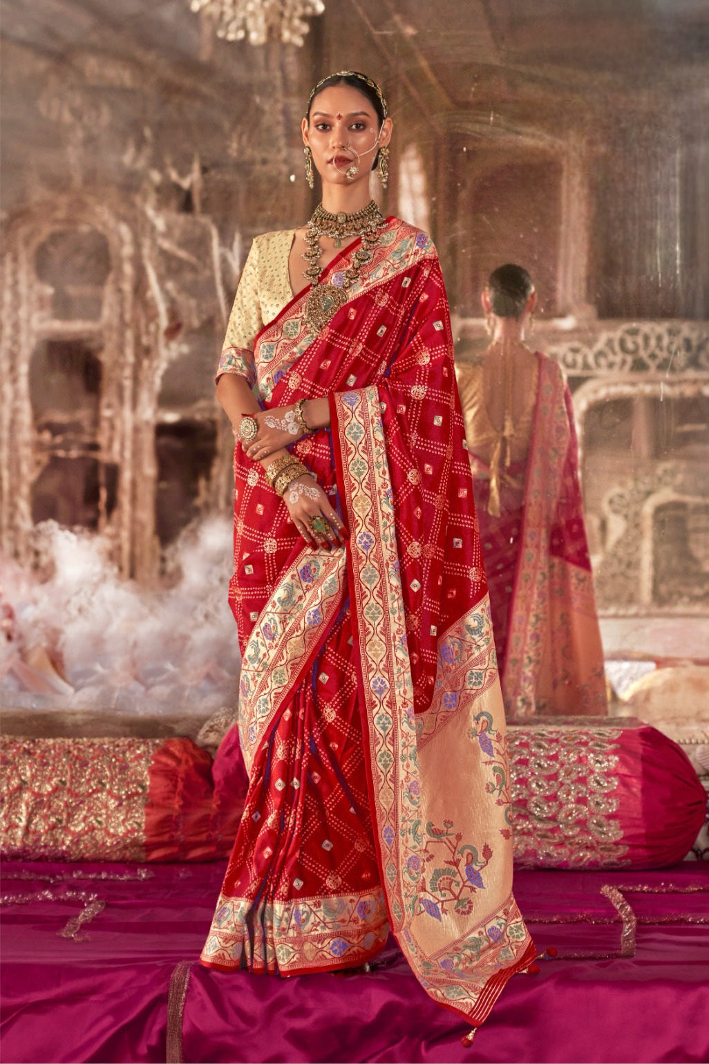 Luxury Print With Bandhani Saree LXSE0004