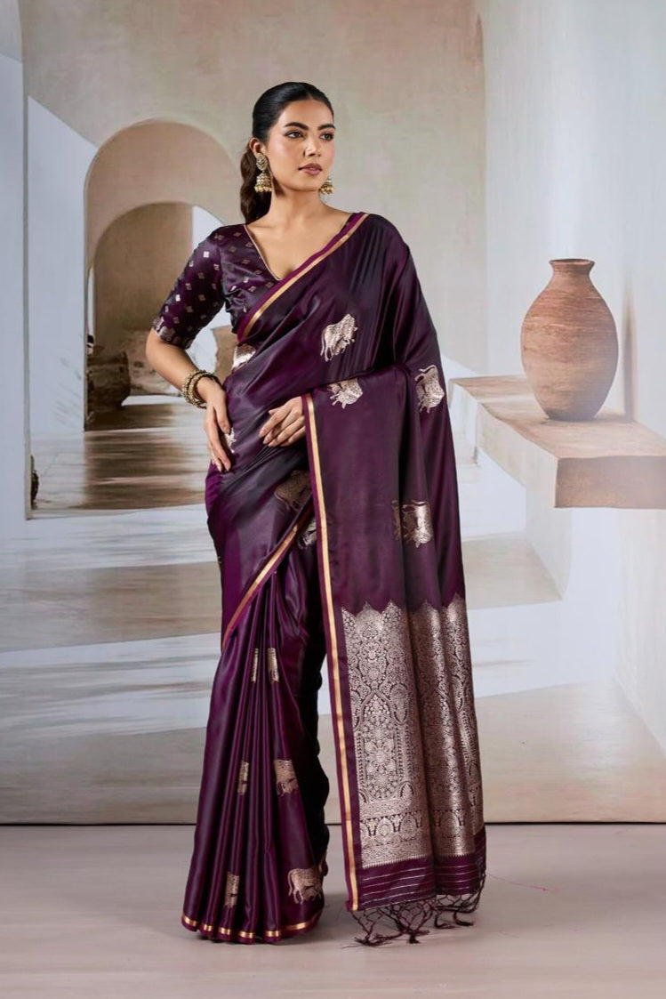 Pure Satin Handloom Saree LXSE0045