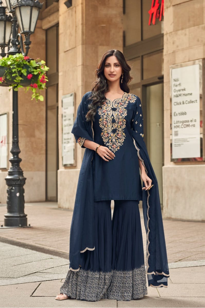 Heavy Vichitra Embroidery Work SHARARA EASR00015