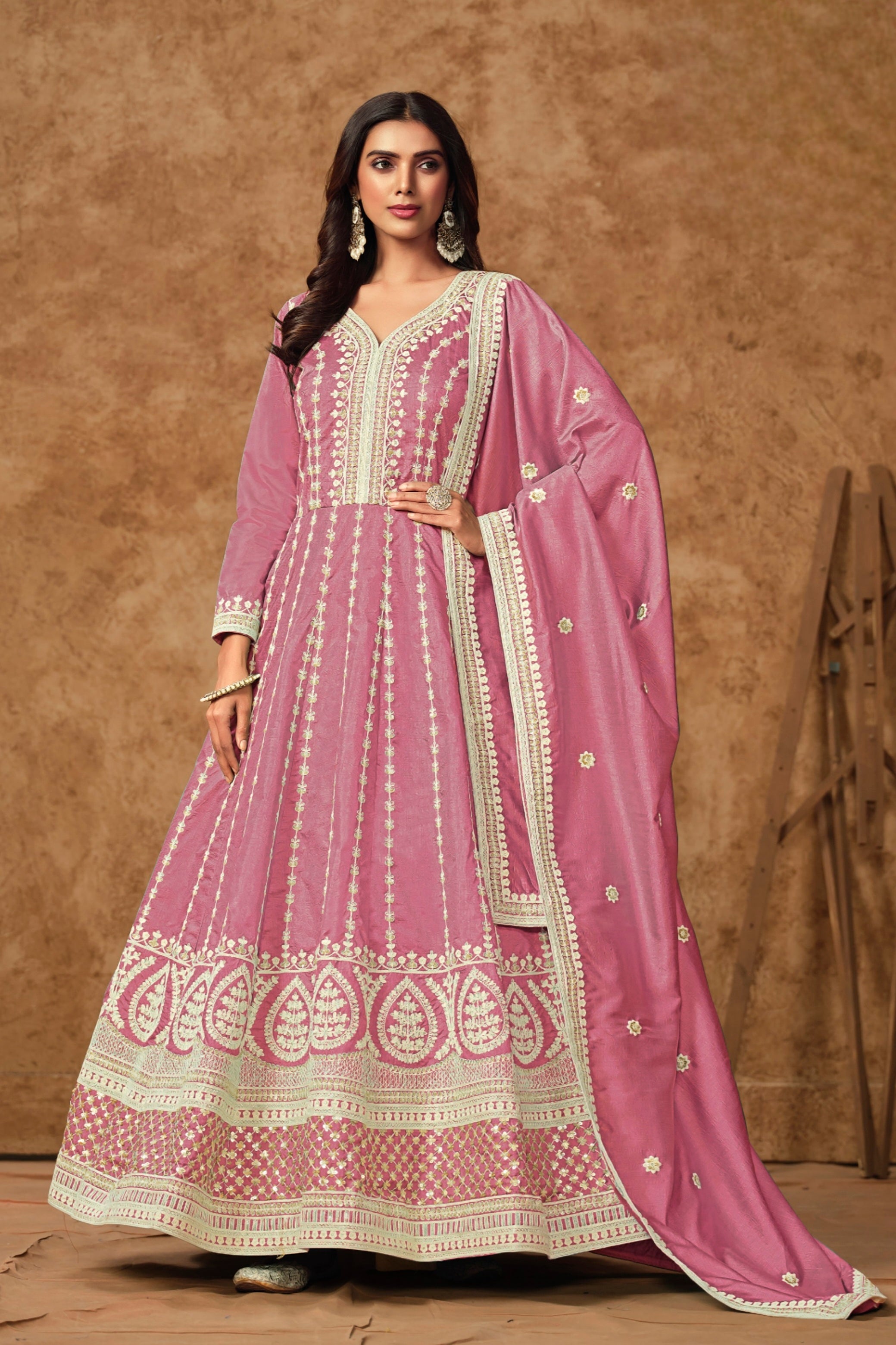 Silken Tranquil  Embroidered Gown LXGW0006