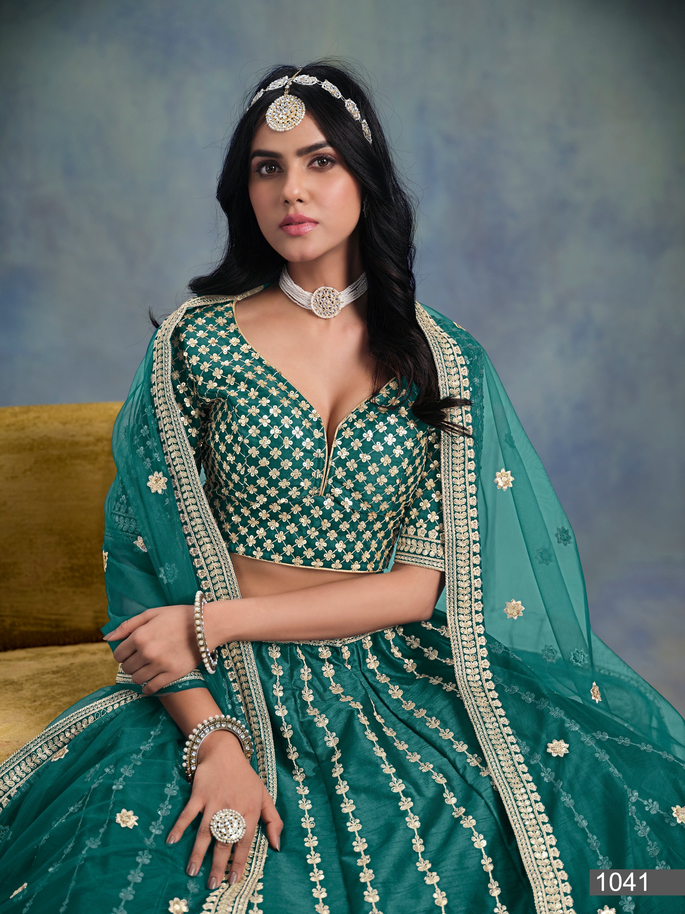 Lehenga choli with premium tikki work LXLG0012