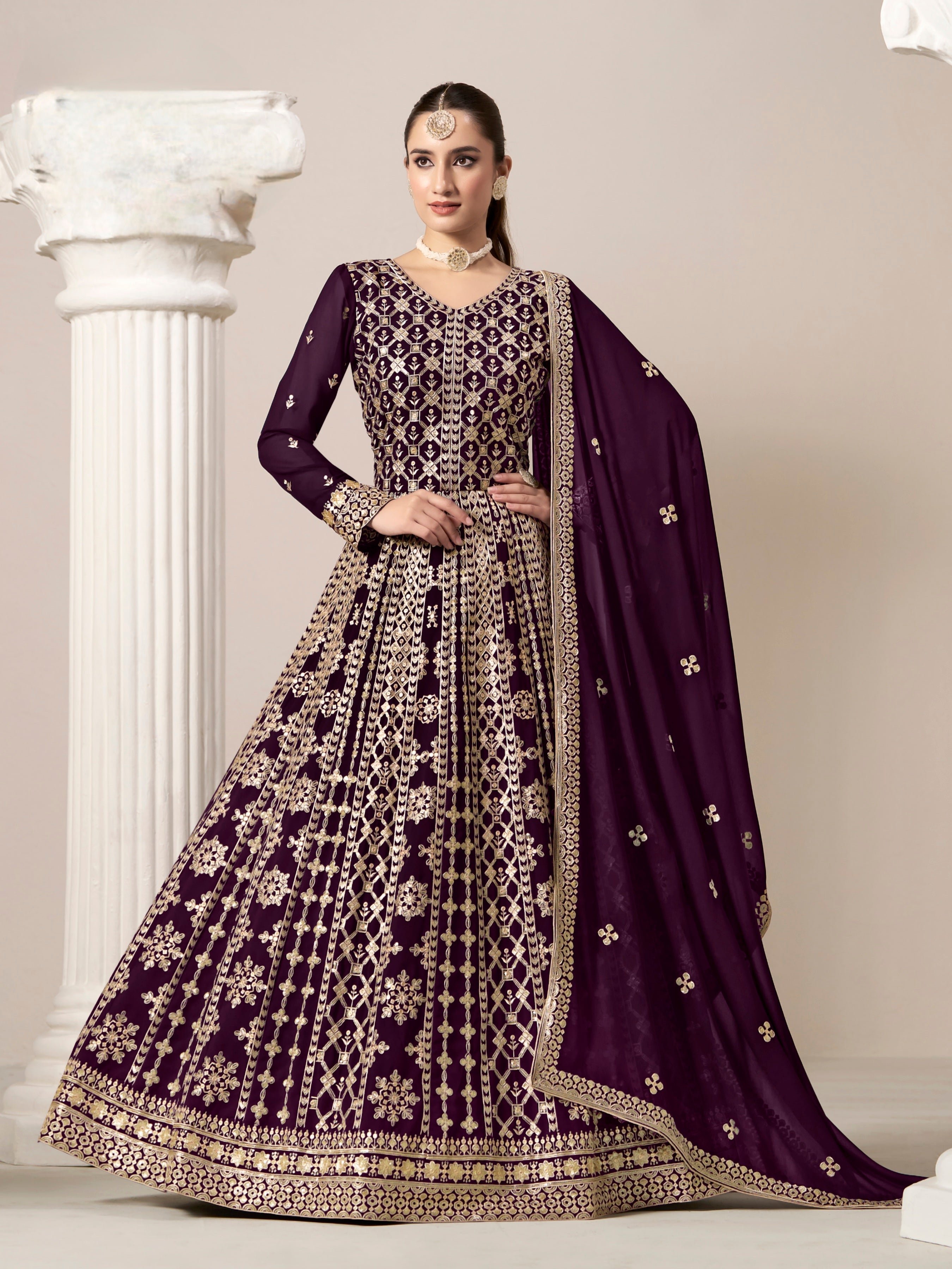 Faux Georgatte Designer Gown LXGW0002