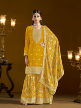 Gold Crush Fabric Embroderied SHARARA EASR0051