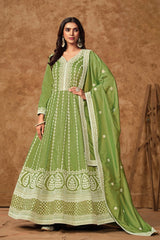 Silken Tranquil  Embroidered Gown LXGW0006