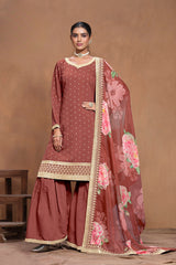 Sharara suit on roman silk EASR0061