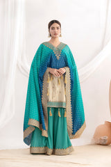 Premium Viscose Jacquard Mirror Work Sharara Set EASR0074