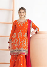 Regal Chinnon Embroidered Sharara Set LXSR0127