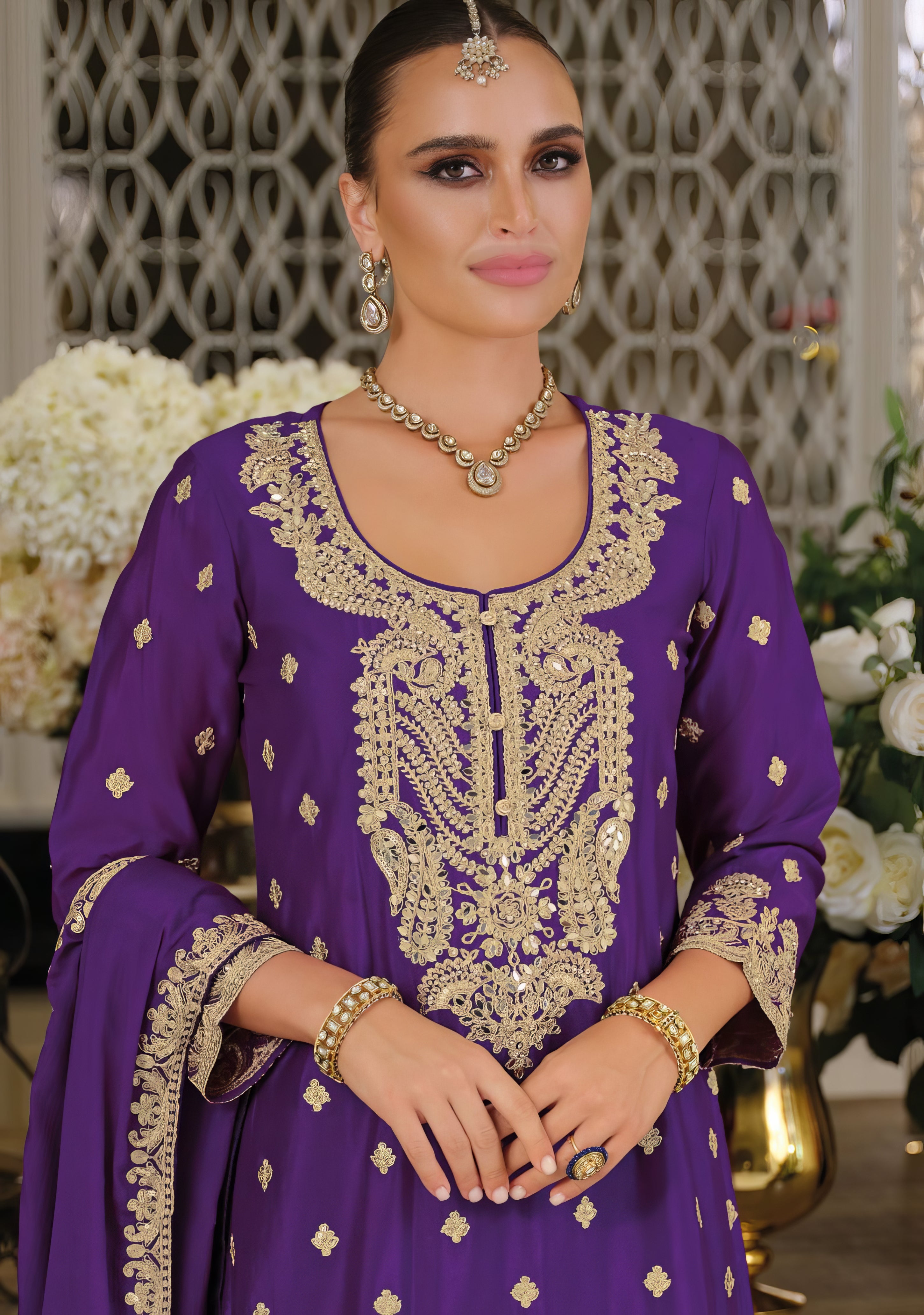 Noor Chinon Embroidery Sharara Set LXSR0117