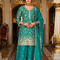 Zara Embroidered Chinon Sharara Set LXSR0118