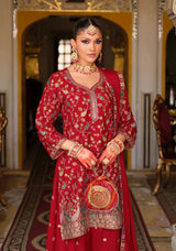 Zara Embroidered Chinon Sharara Set LXSR0118