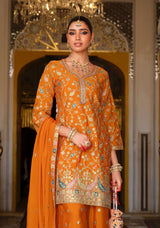 Zara Embroidered Chinon Sharara Set LXSR0118