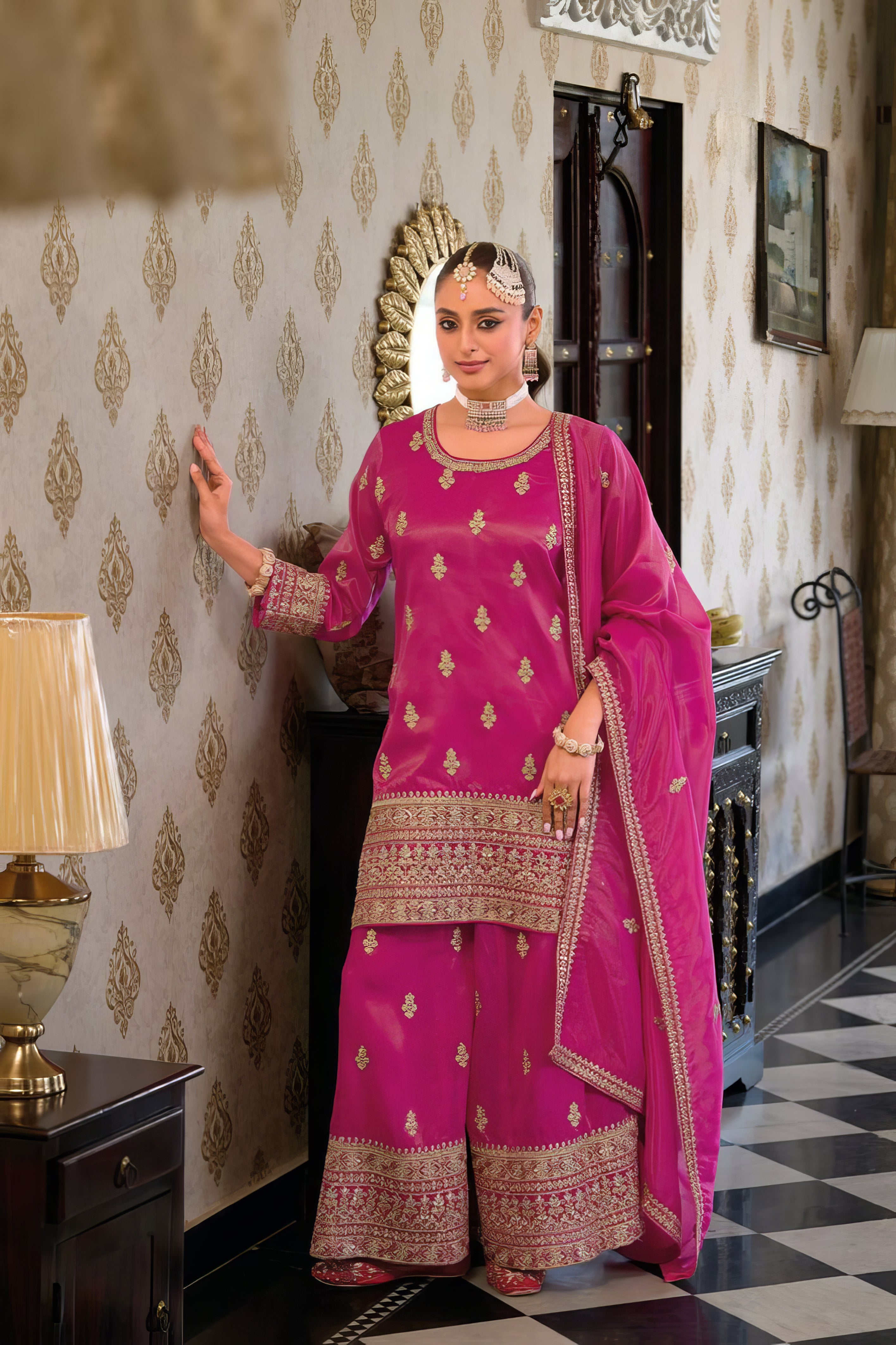 Zara Embroidered Simar Ensemble Sharara Set LXSR0119