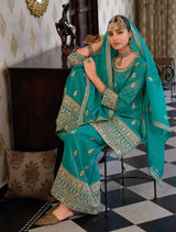 Zara Embroidered Simar Ensemble Sharara Set LXSR0119