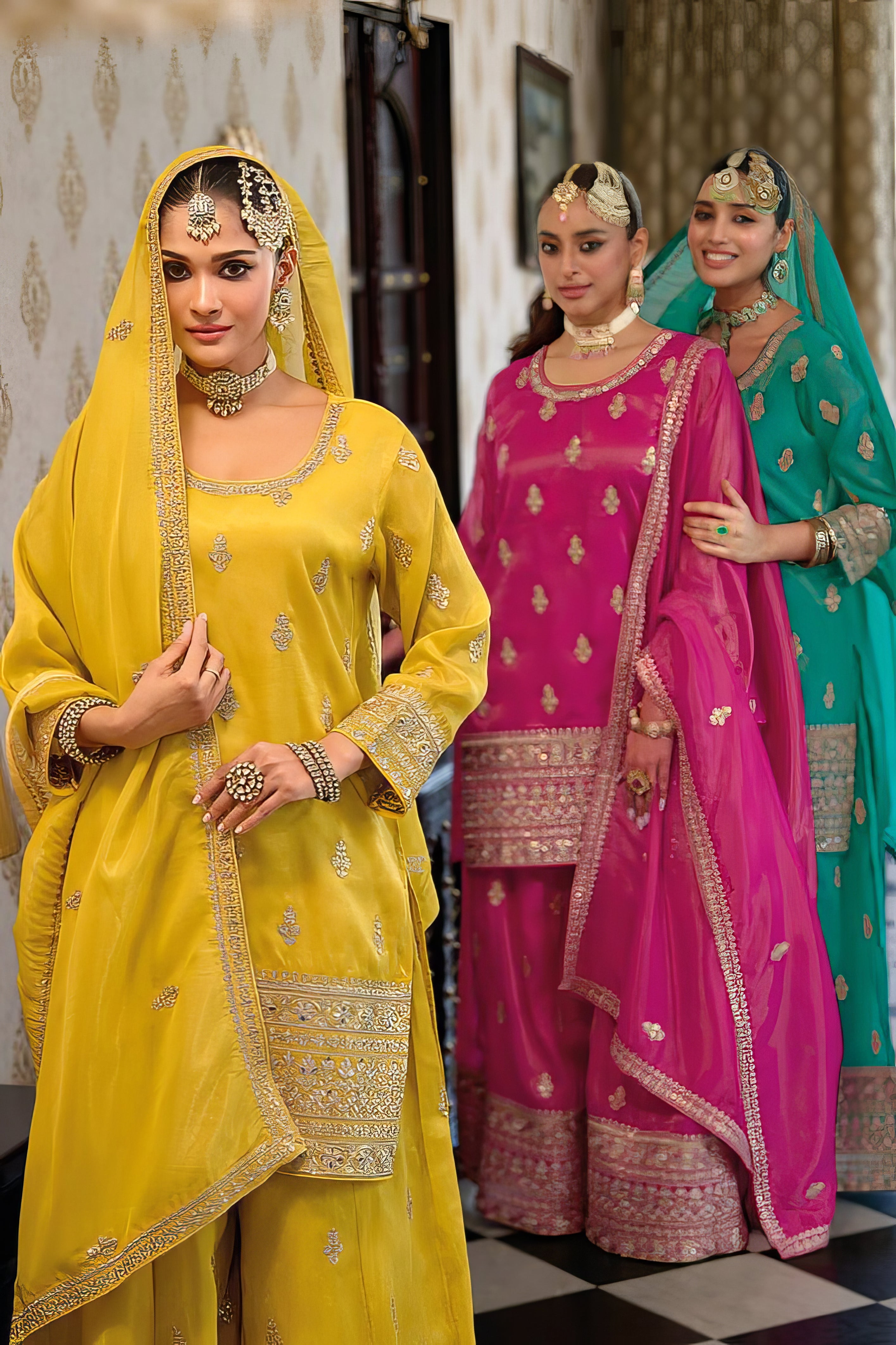 Zara Embroidered Simar Ensemble Sharara Set LXSR0119