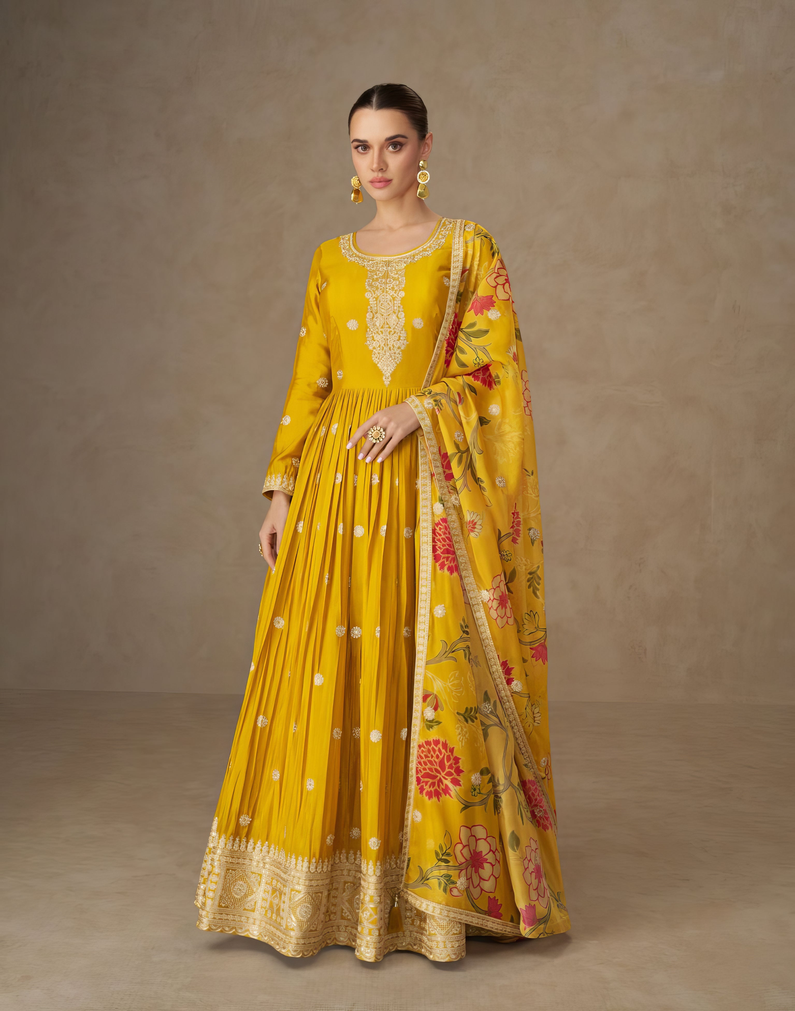 Zohra Silk Ensemble Gown LXGW0049