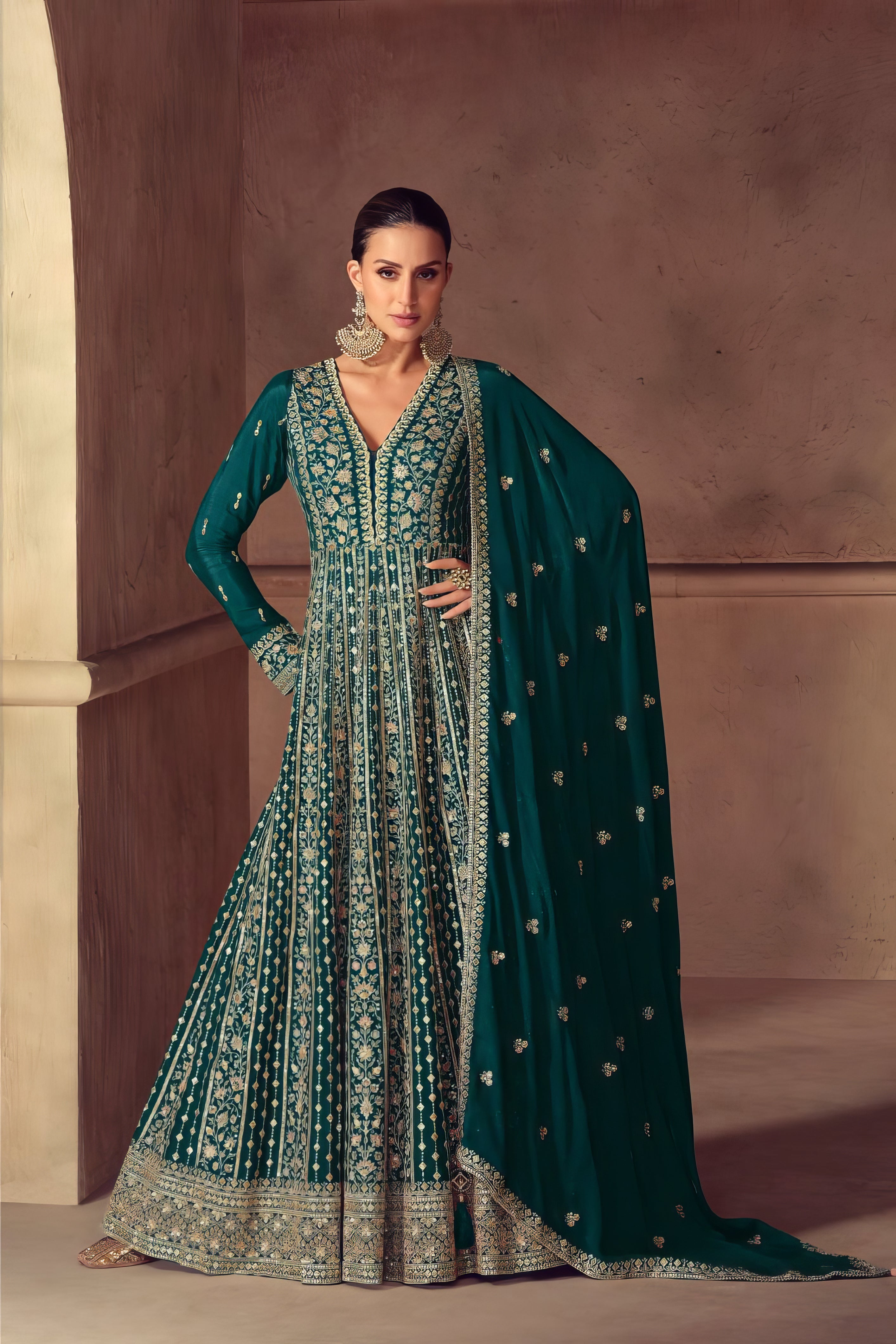 Zariya Silk Ensemble Gown LXGW0051