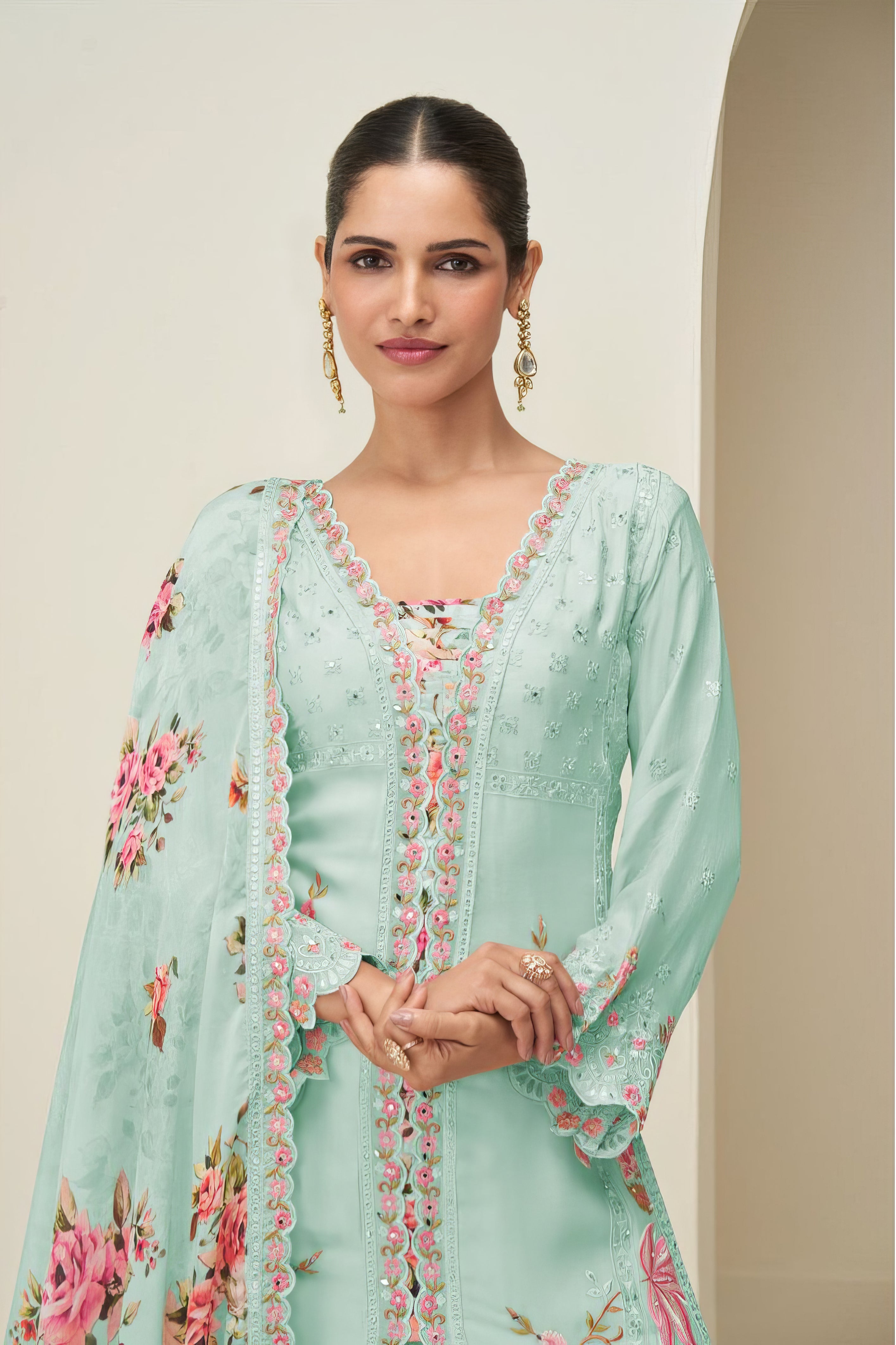 Premium Chinnon Silk Sharara Set LXSR0126