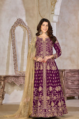 Art Silk Top & Bottom Set with Santoon Inner Gown LXGW0064