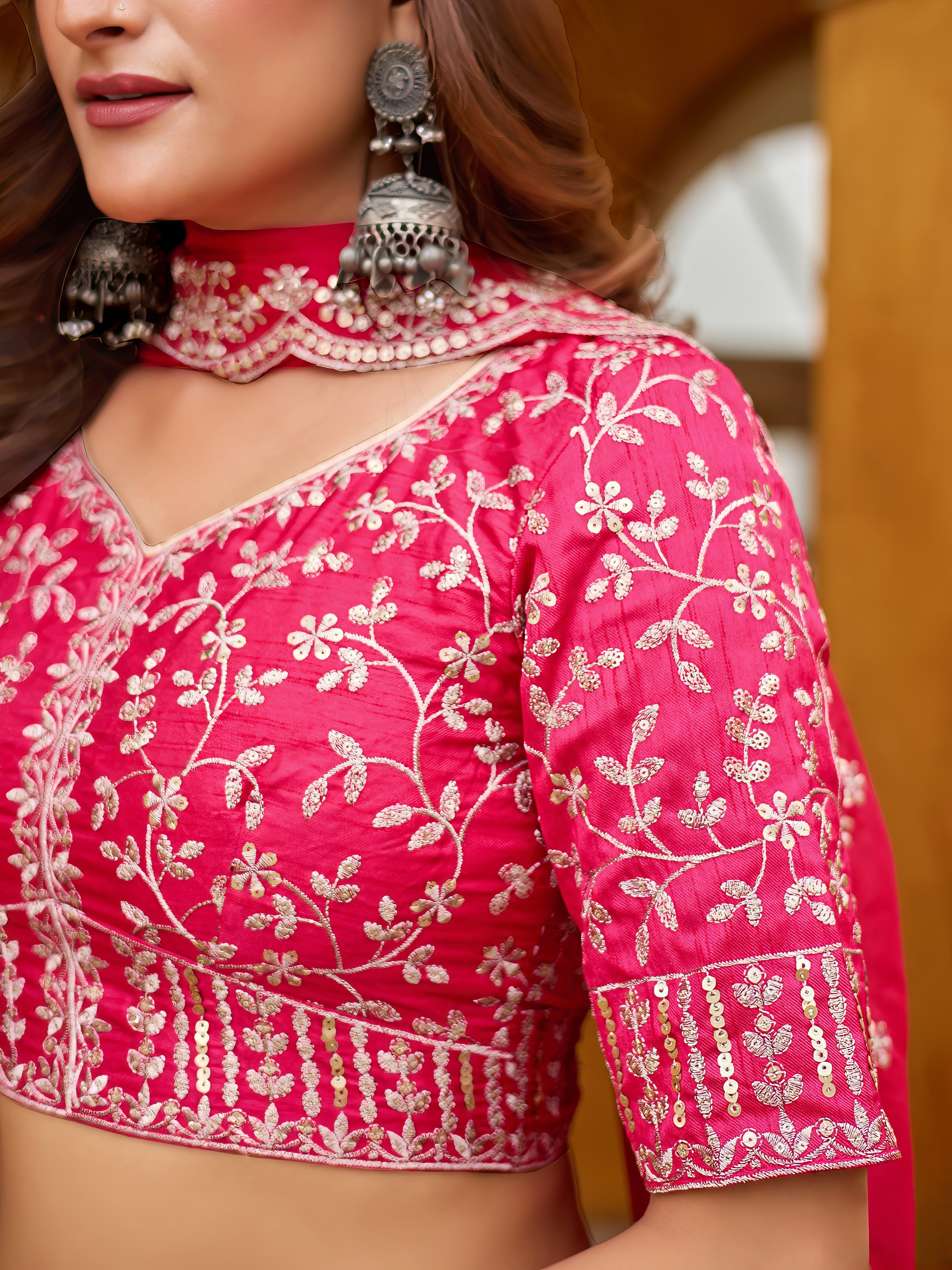 Art Silk Blouse with Tabby Silk Printed Lehenga LXLG0035