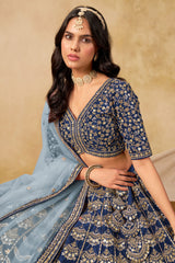 Art Silk Embroidered Lehenga Set with Net Dupatta LXLG0036