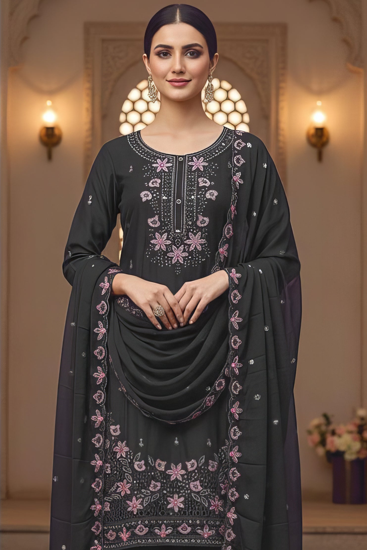 Stylish Heavy Chiffon Suit Set with Matching Dupatta EASR0094