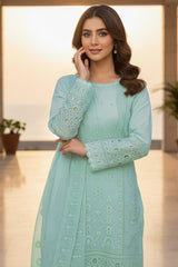 Premium Heavy Organza Top & Rayon Bottom Set with Organza Dupatta EAPK0100