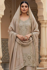 Heavy Chinnon Plazo Suit Set with Cut Work EASR0081