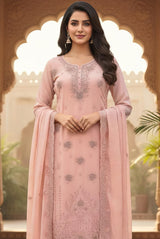 Premium Heavy Georgette Zarkan Work Plazo Suit Set EAPK0110