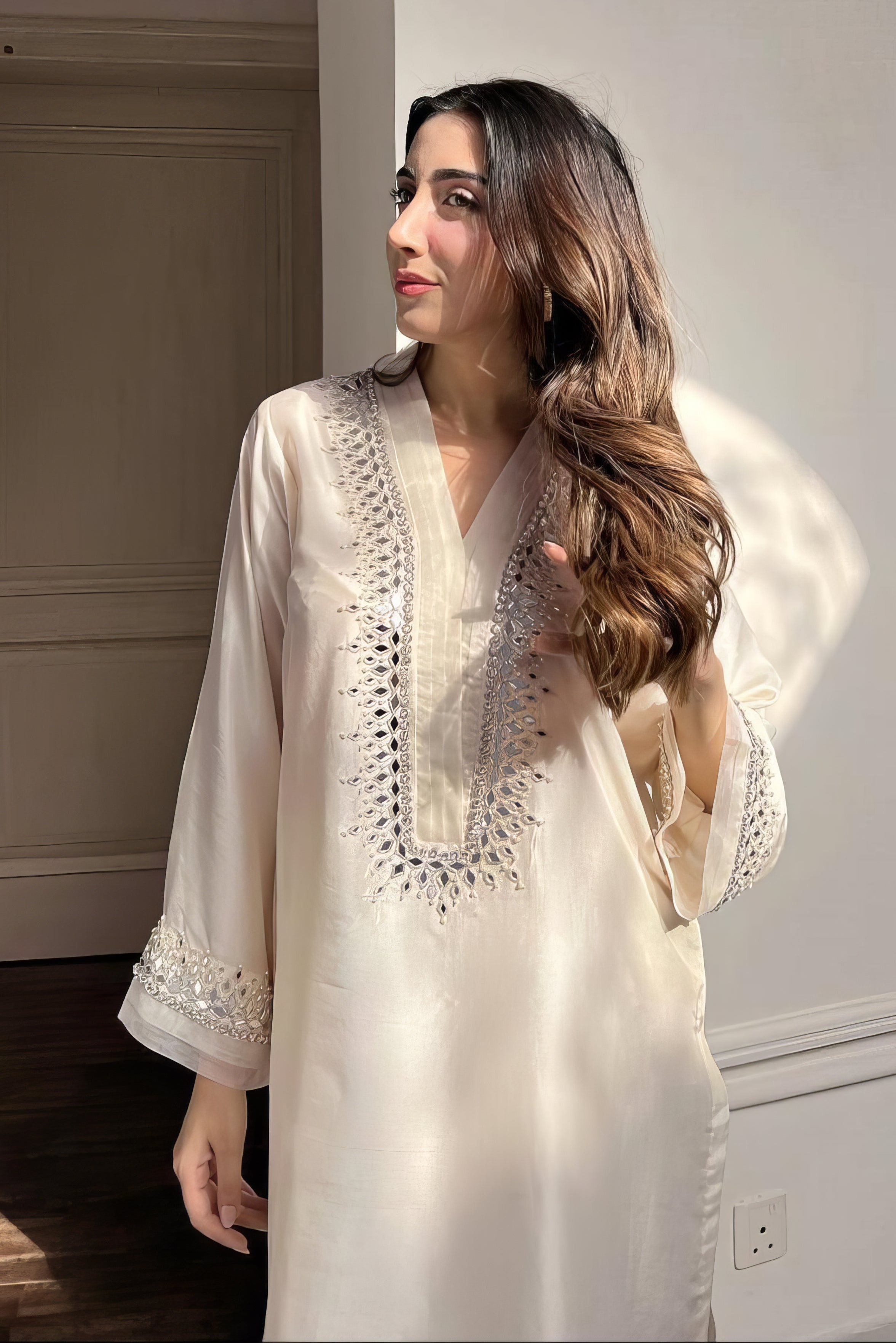 Designer Satin Handwork Tunic Set with Stylish Pant Suit Set EAST073