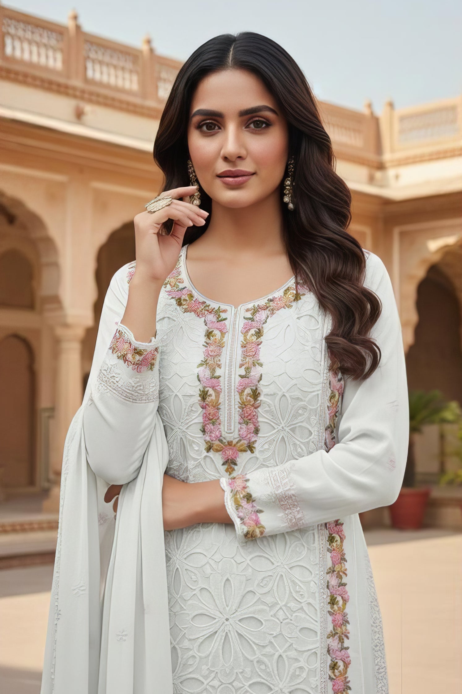 Heavy Georgette Zarkan Work Suit Set with Plazo Pakistani Suit EAPK0139
