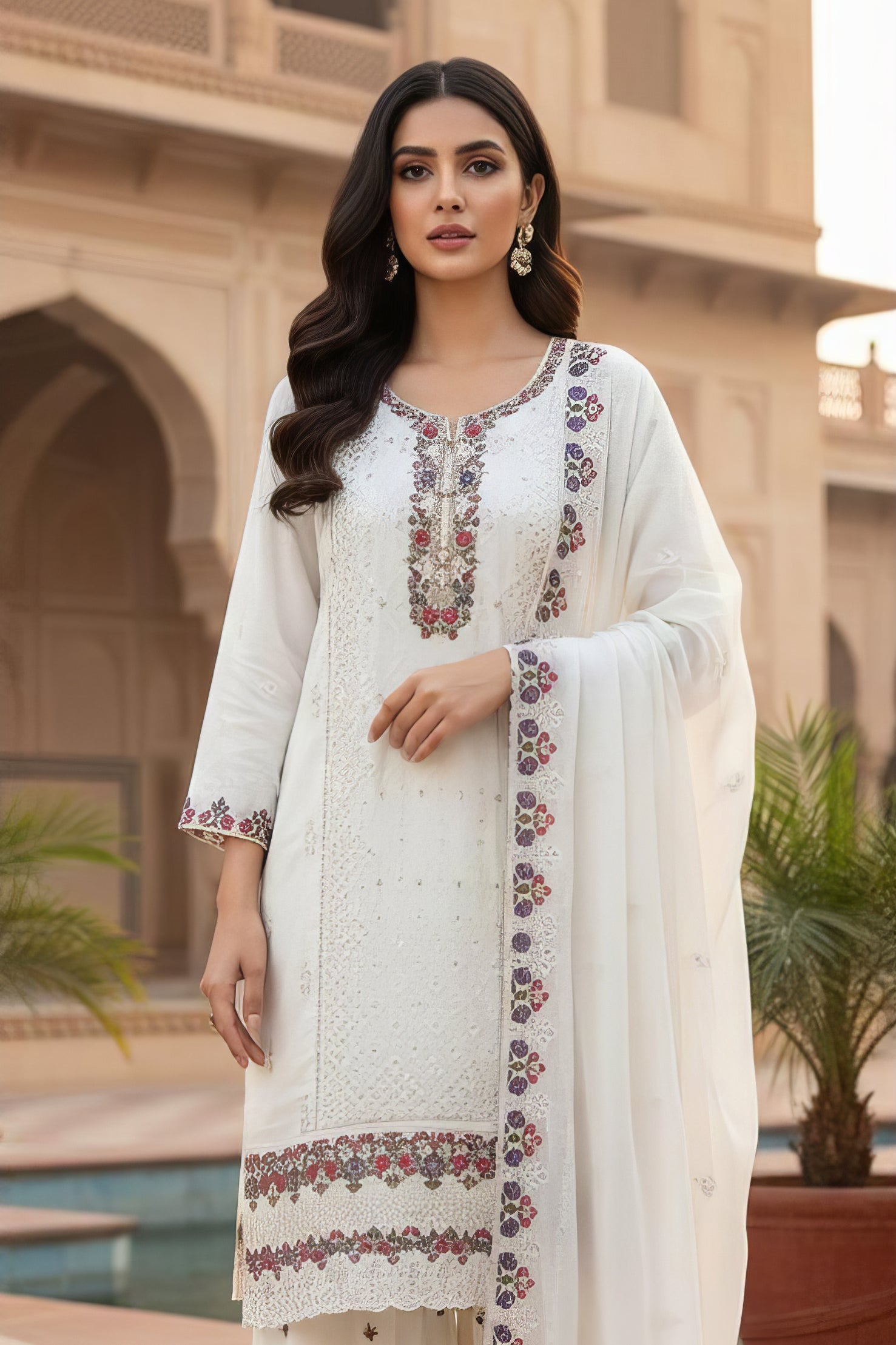 Heavy Georgette Zarkan Work Suit Set with Plazo EASR0096