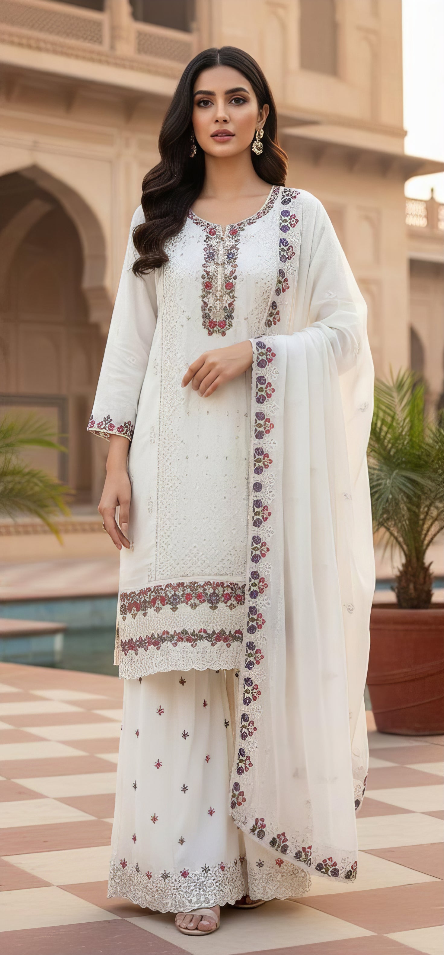 Heavy Georgette Zarkan Work Suit Set with Plazo EASR0096