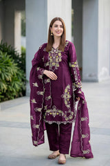 Designer Roman Glass Embroidered Tunic Pakistani Suit EAPK0142