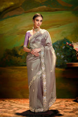 Purple and Beige Designer Saree LXSE0017