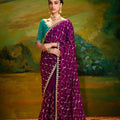 Teal Green and Dark Magenta Designer Saree LXSE0018