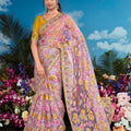 Mustard and Pink Embroidered Saree LXSE0032