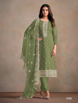 Heavy Orgenza Suit with Embroidery Sequence Work EAST0014