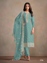 Heavy Orgenza Suit with Embroidery Sequence Work EAST0014