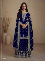 Elegant Semi Chinon Silk Ensemble Sharara EASR0008