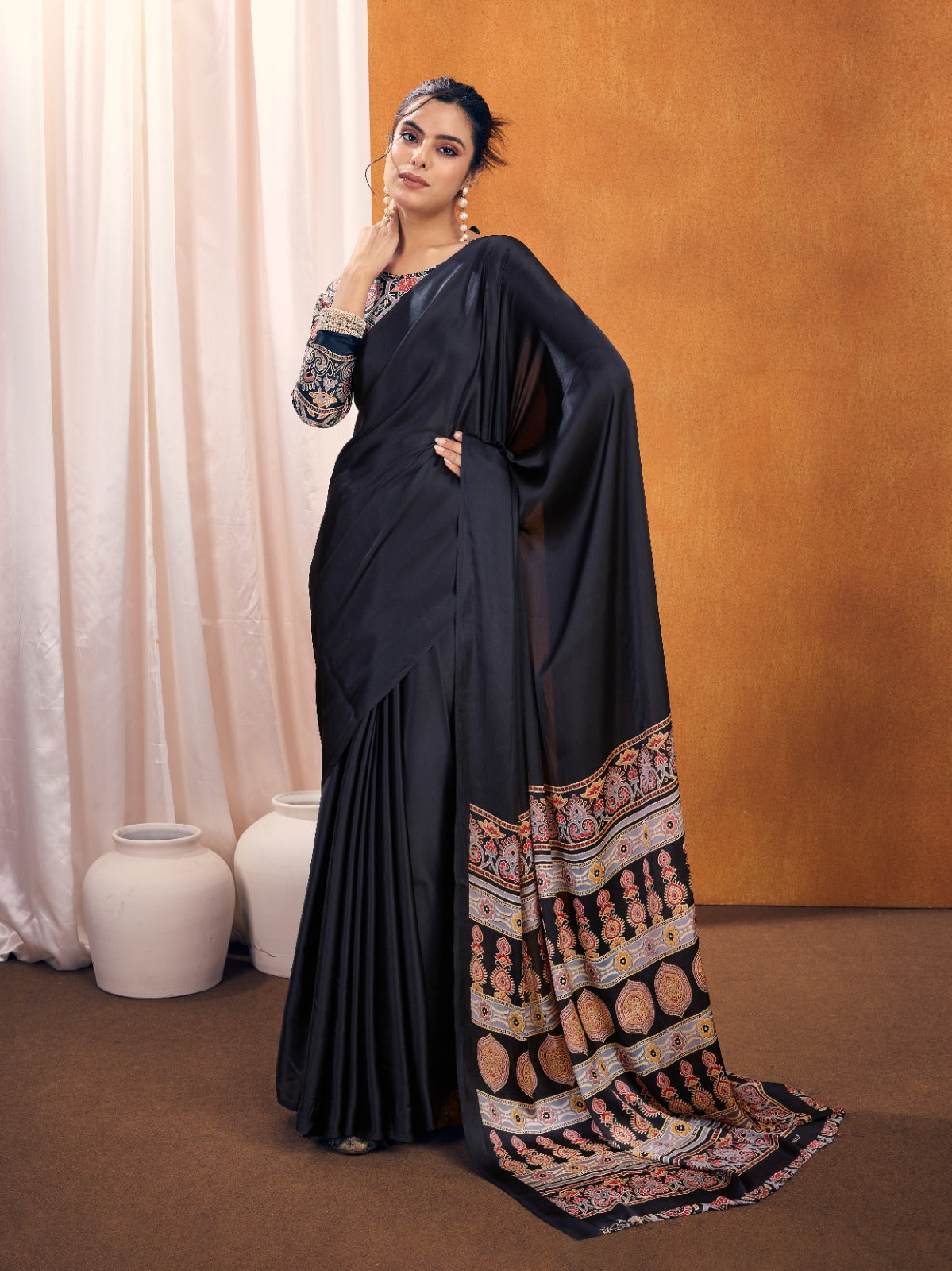 Kutchi Ajrakh Silky Saree EASE0056
