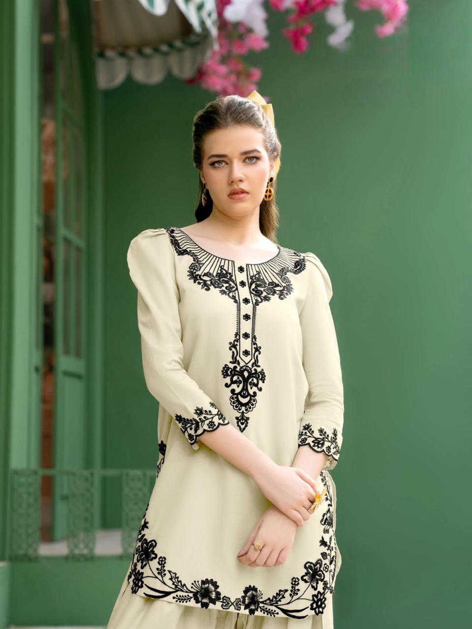 Embroidered Tunic with Kota Lining Dupatta Suit Set EAST0064