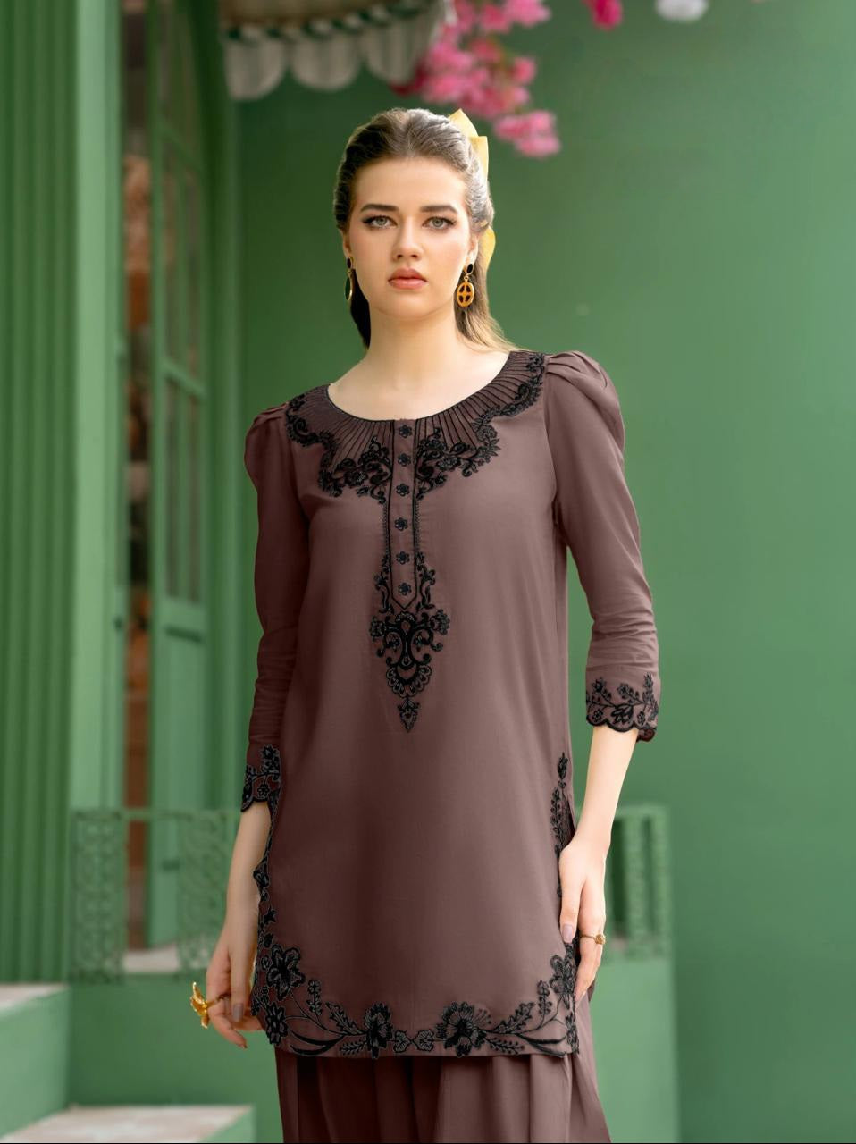 Embroidered Tunic with Kota Lining Dupatta Suit Set EAST0065