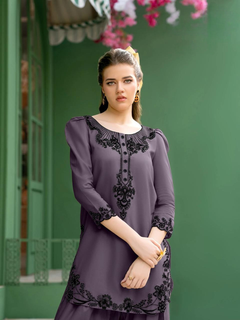 Embroidered Tunic with Kota Lining Dupatta Suit Set EAST0066