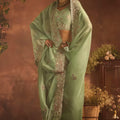 Pure Crystel Silk Heavy Embroidered Beads Work Saree LXSE0001